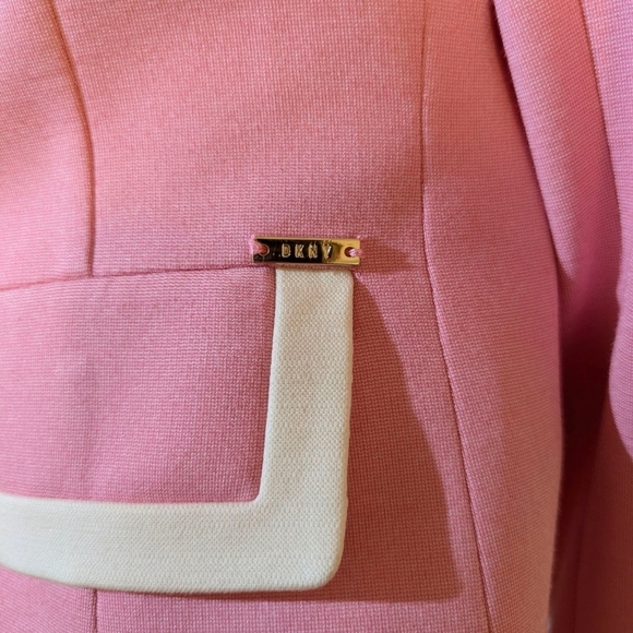 DKNY Pink Women's Blazer with Cream Accents - Picture 5 of 9